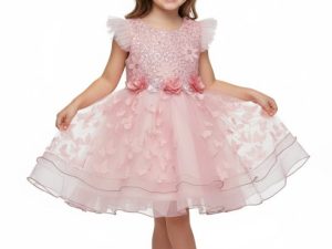 Vestido Elegante De Color Rosa Para Niña