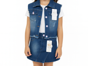 Conjunto De Jeans Falda Short Y Chaleco