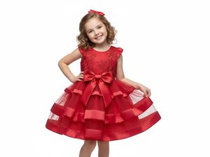 Vestido Elegante De Color Rojo Para Niña