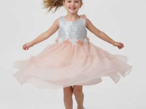 Vestido Elegante De Color Blanco Con Rosa Para Niña