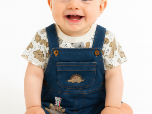 Overol De Jeans En Bermuda Para Niño